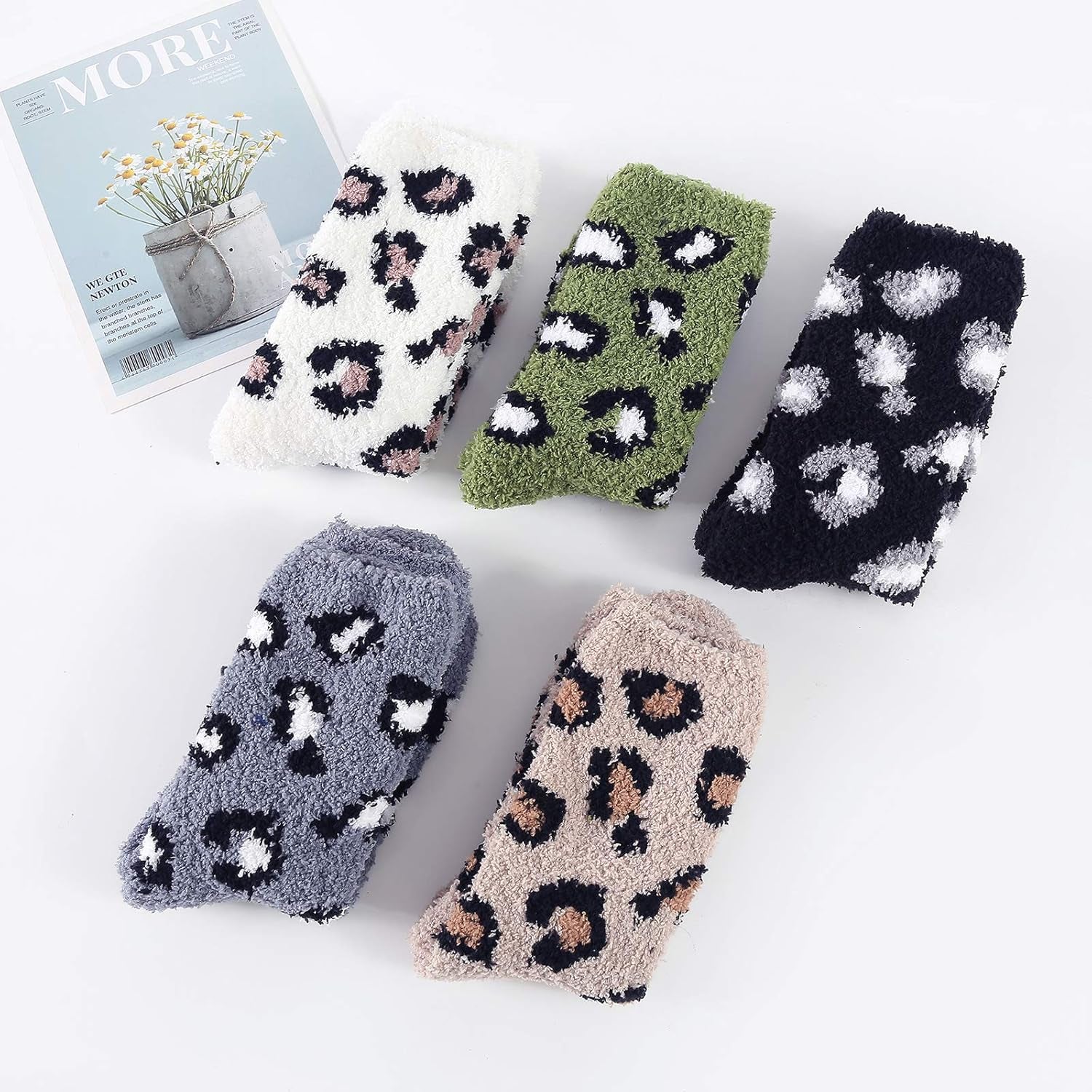 Women'S Fuzzy Slipper Socks - Warm, Fluffy, Cozy Crew Socks for Winter