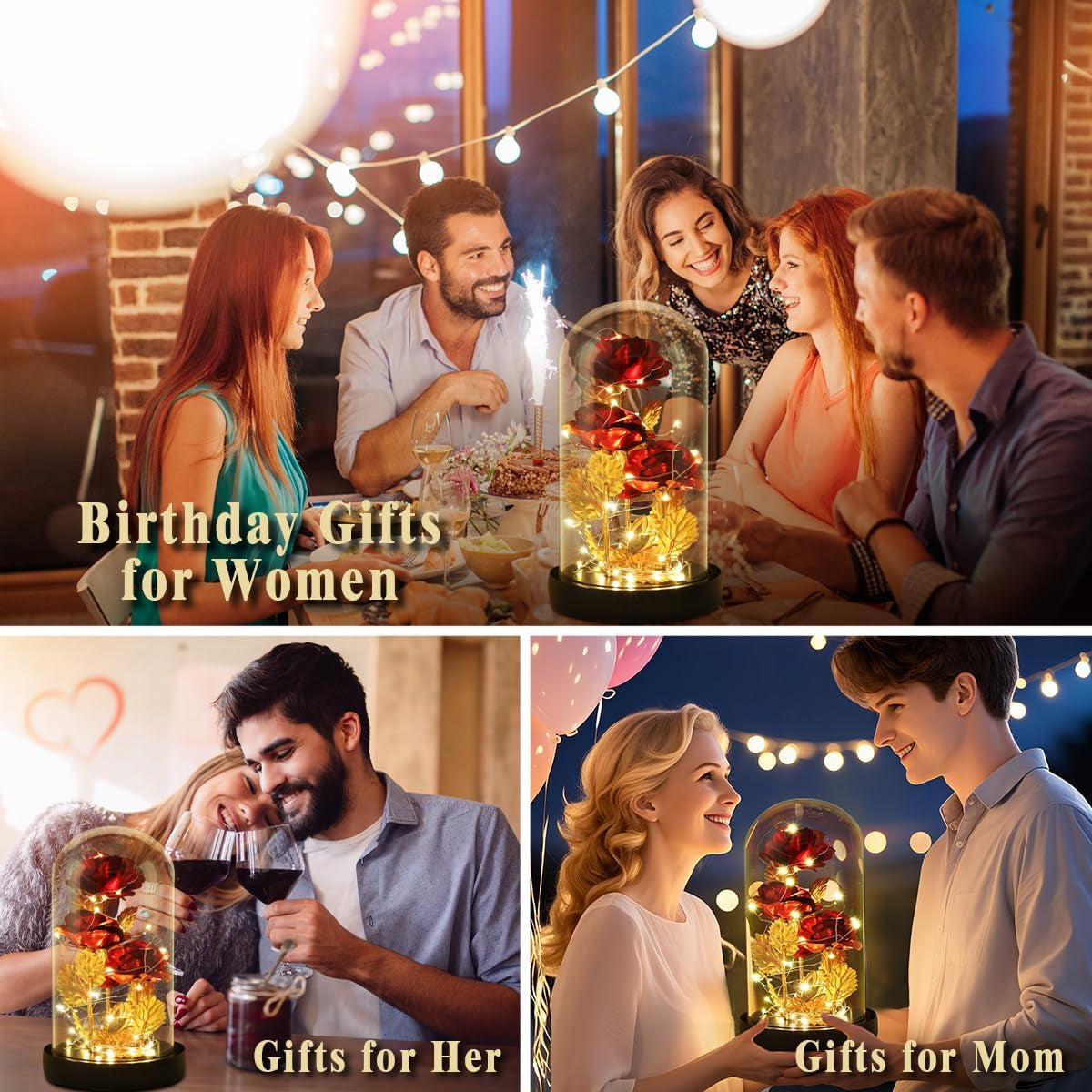 Mothers Day Flowers Gifts for Mom,Mothers'Day Gifts for Wife,Galaxy Flower Rose with 2 Lighting Mode, Colorful Gold Foil Enchanted Rose,Birthday Gifts for Women Grandma Wife Girlfriend Sister Mom