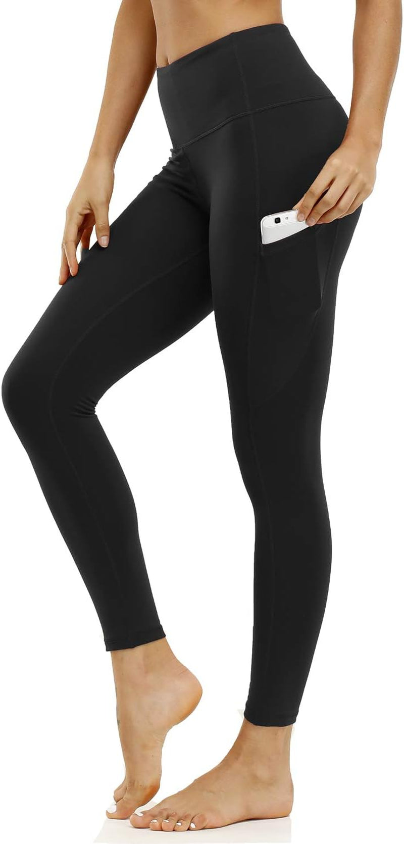 Leggings for Women, Naked Feeling Yoga Pants 7/8 with Side Pockets for Sports Workout XXL US 12 14 Black