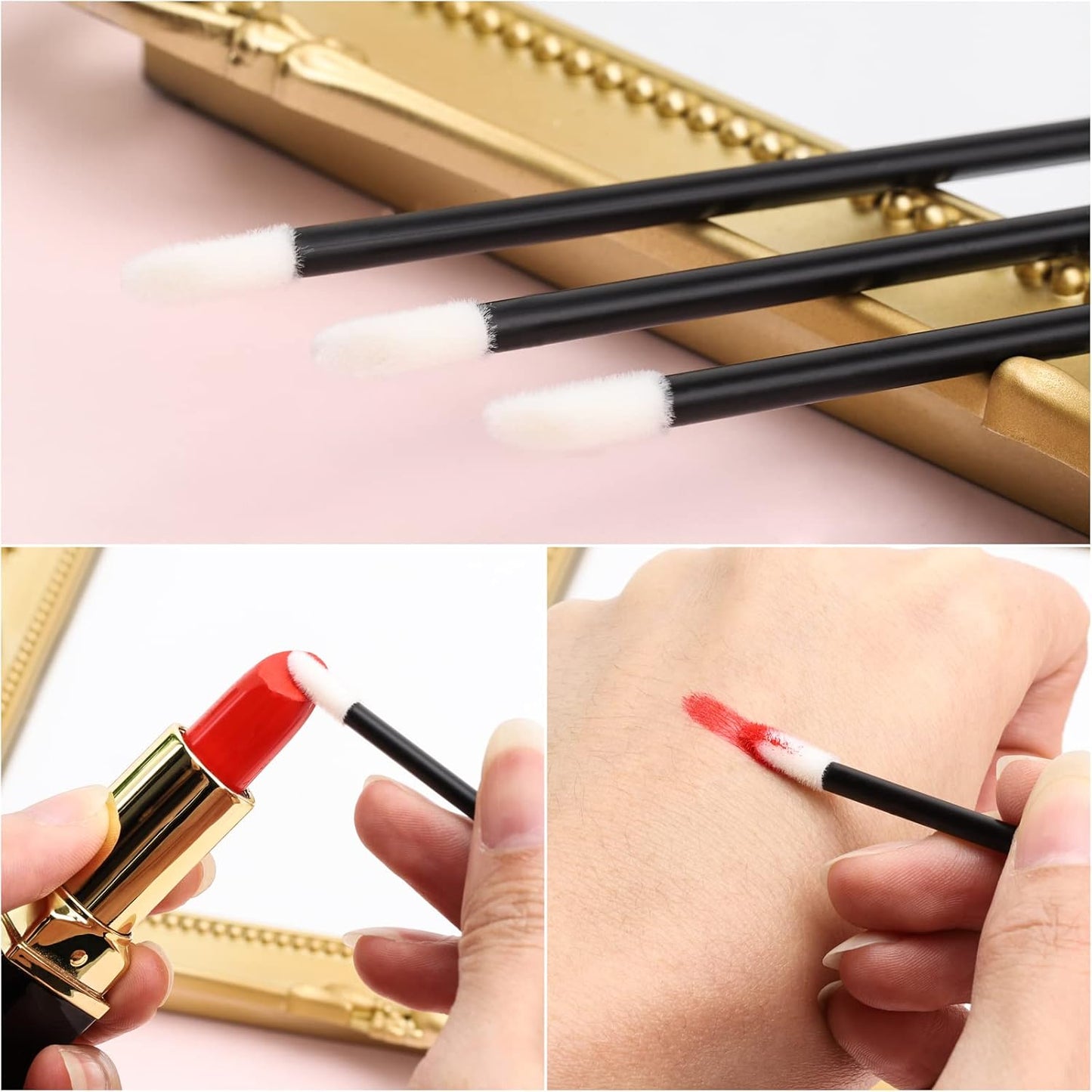 400 Piece Disposable Lip Wands - Lip Brushes, Lipstick & Gloss Applicators - Lint Free Makeup Applicator Brush Beauty Tool