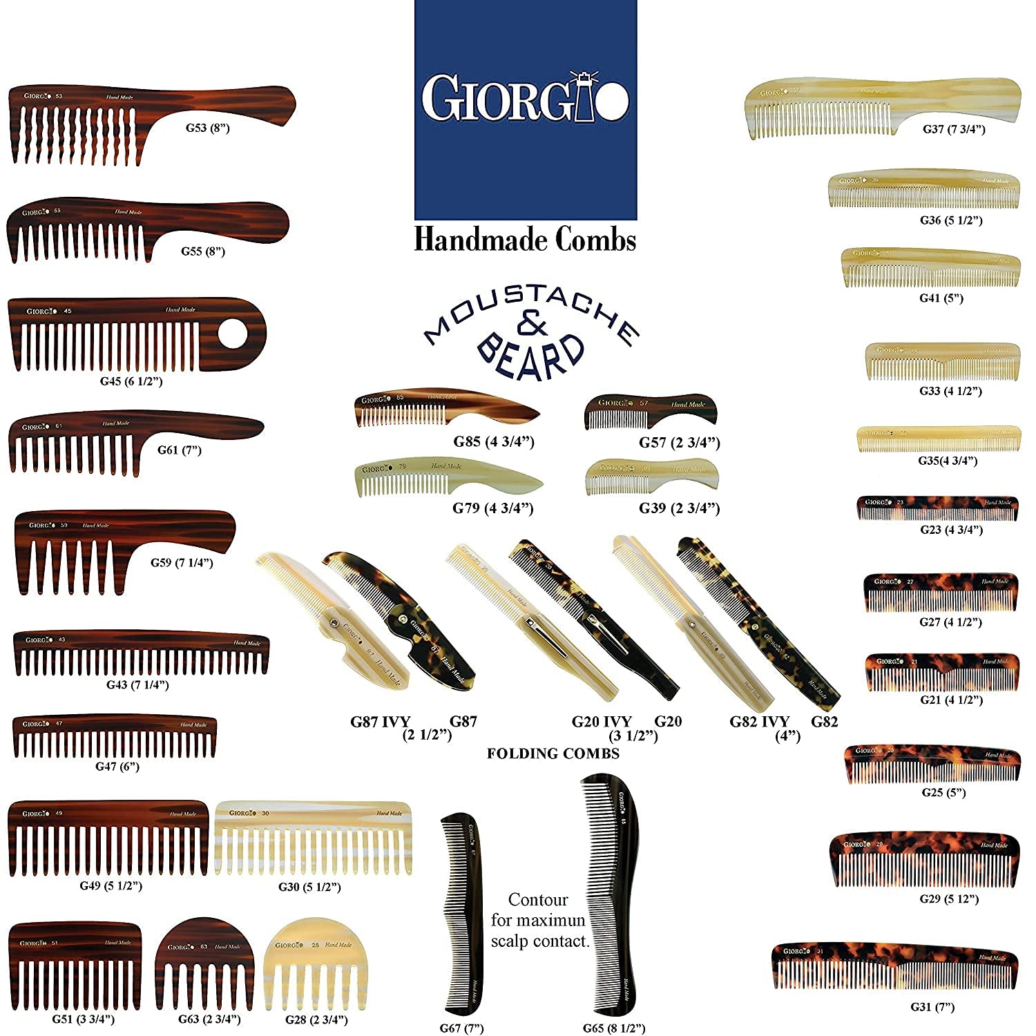 G87 IVY 4.5 Inch Folding Mustache and Beard Comb, Small Pocket Comb for Men Everyday Grooming and Hair Care. Handmade, Saw-Cut and Hand Polished Styling Men'S Folding Combs. 1 Pack, Ivory