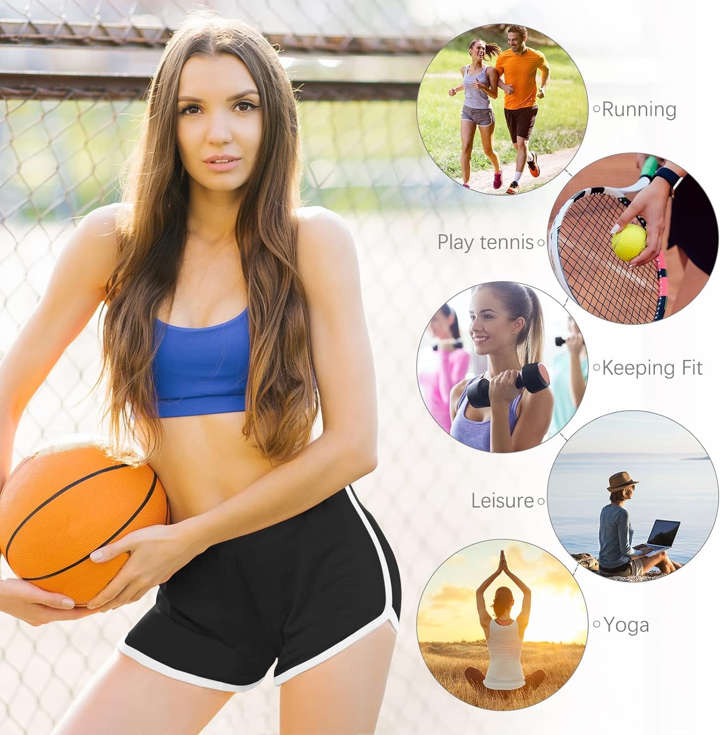 6 Piece Cotton Sports Short Yoga Pant Dance Shorts Running Shorts for Women