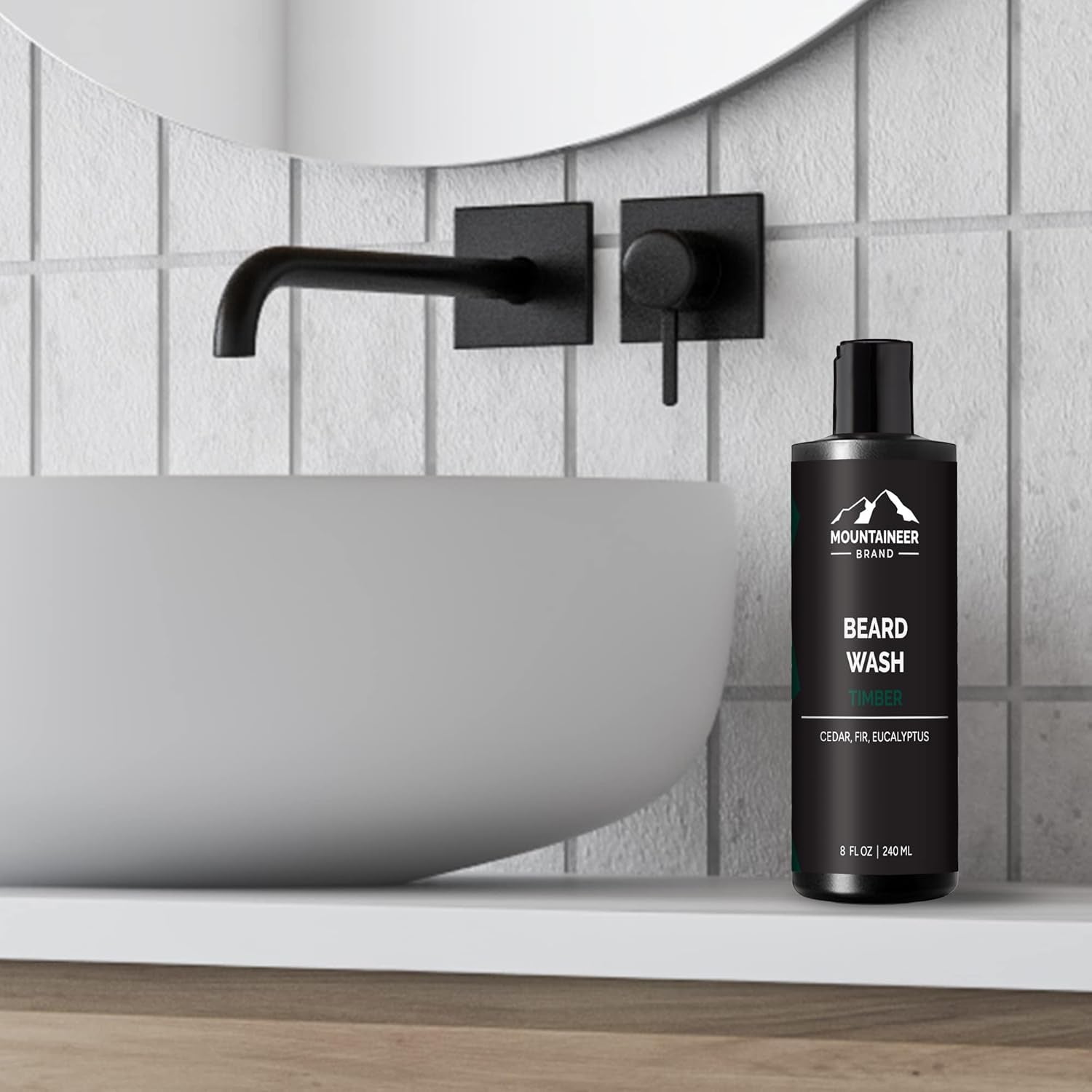 Beard Wash for Men | 100% Natural Beard Shampoo | Thick Cleaning Softening Lather for Hair and Skin | Hydrate and Detangle | Grooming Treatment | WV Timber Scent 8Oz