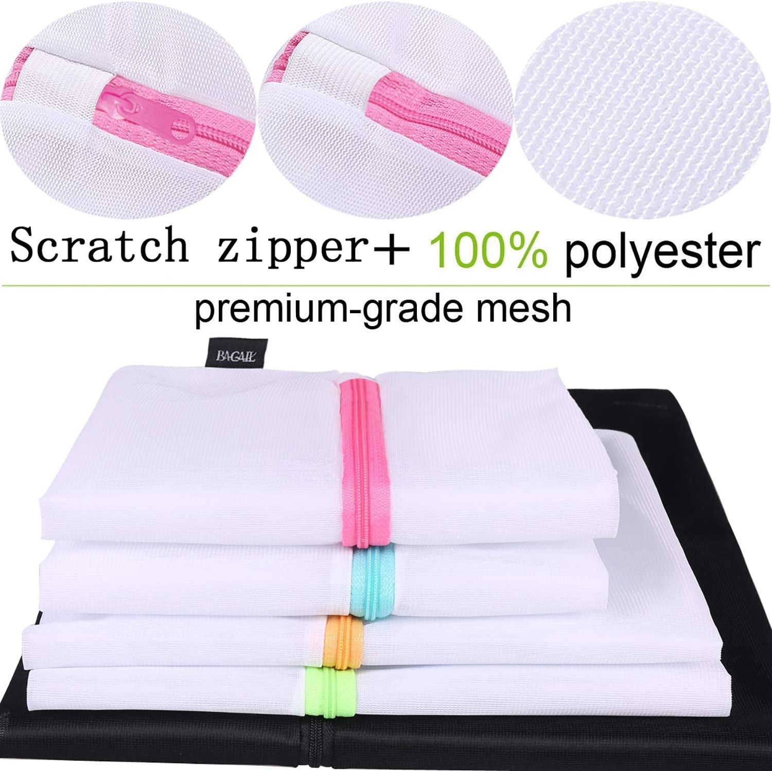 Mesh Laundry Bags, Washing Machine Wash Bags, Reusable and Durable Mesh Wash Bags for Delicate Blouse, Hosiery, Underwear, Bra, Lingerie and Baby Clothes, Great for Travel Storage Organization