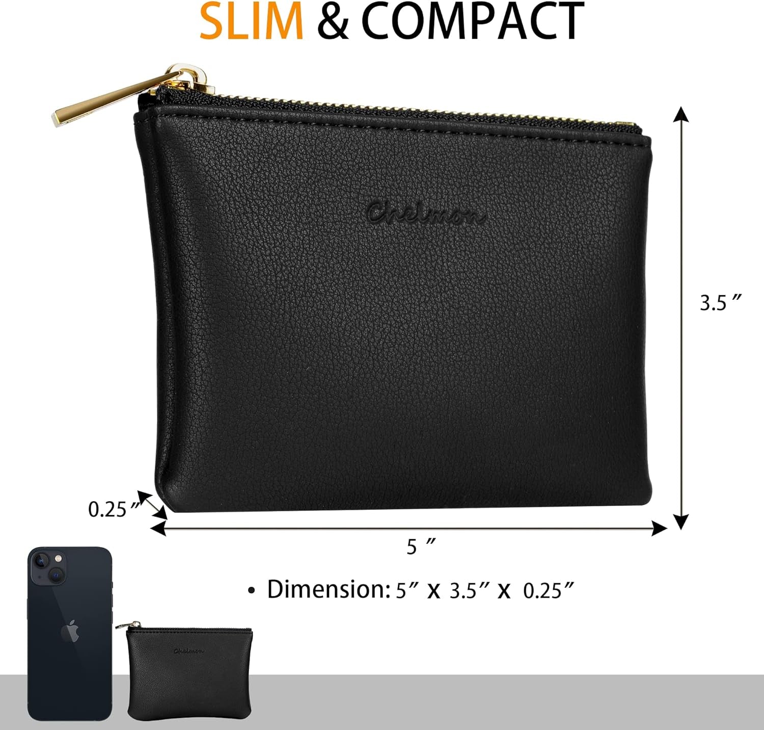 Vegan Leather Coin Purse Pouch Change Purse with Zipper for Men Women