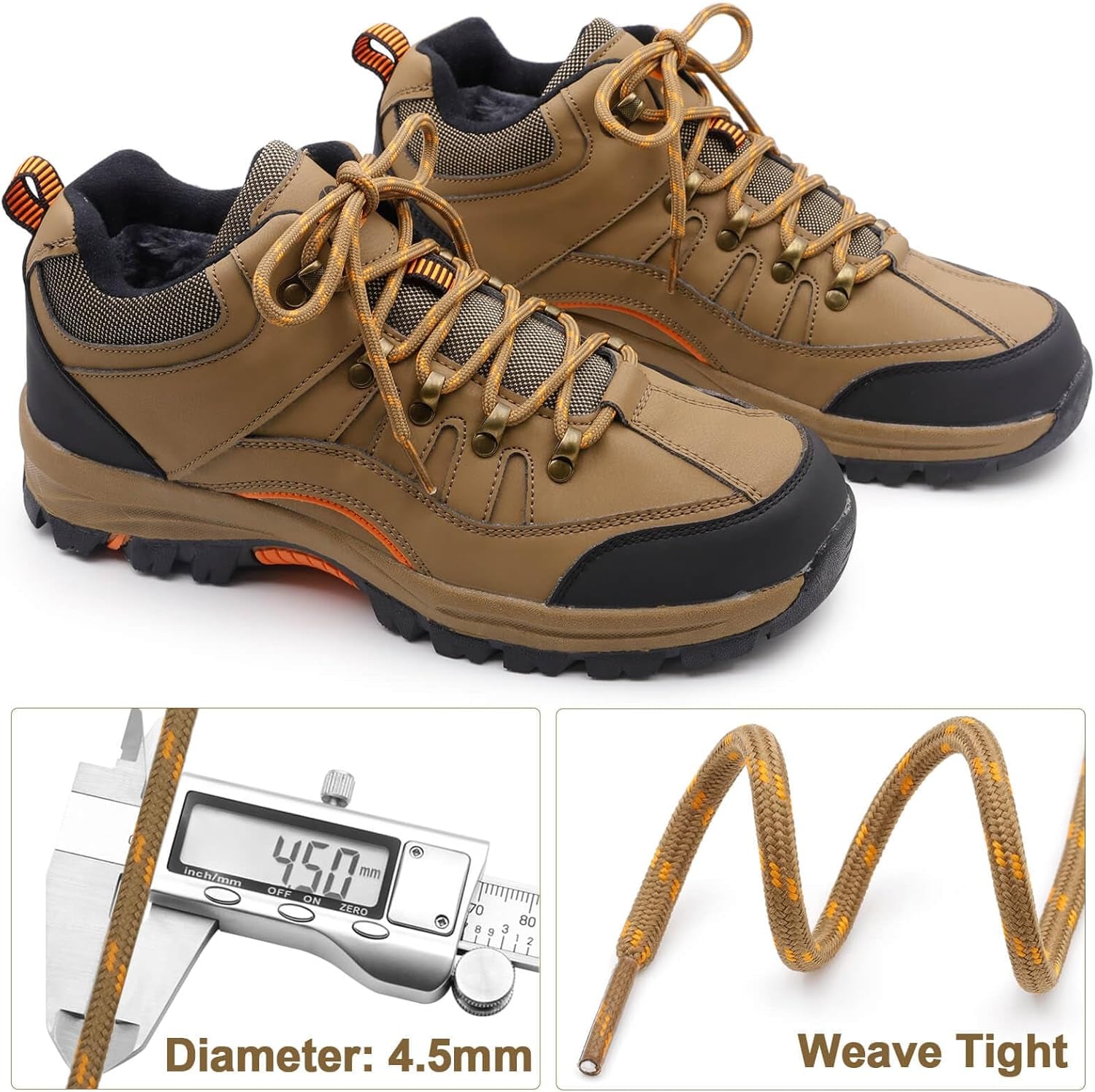 round Work Boot Laces: Heavy Duty Hiking Shoe Laces for Boots 2 Pair