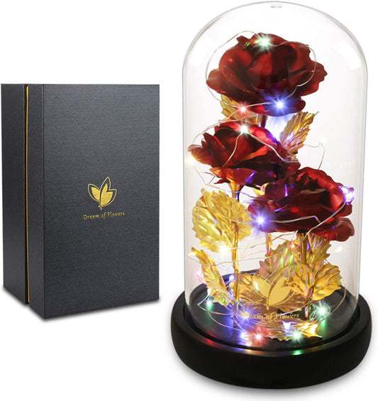 Mothers Day Flowers Gifts for Mom,Mothers'Day Gifts for Wife,Galaxy Flower Rose with 2 Lighting Mode, Colorful Gold Foil Enchanted Rose,Birthday Gifts for Women Grandma Wife Girlfriend Sister Mom