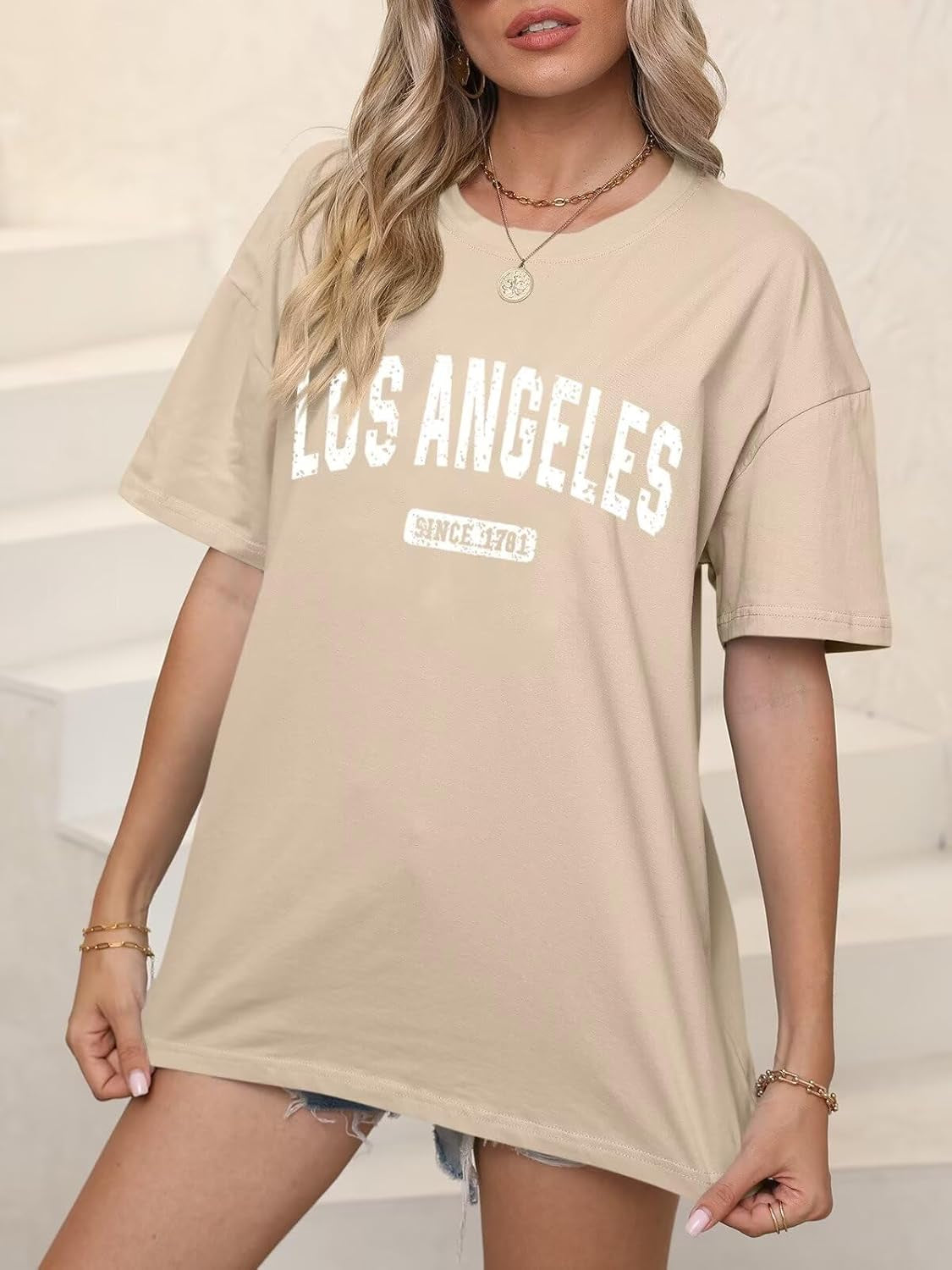 Women’S Oversized Graphic Print Short Sleeve Tunic Tops Crew Neck Casual Drop Shoulder T Shirts