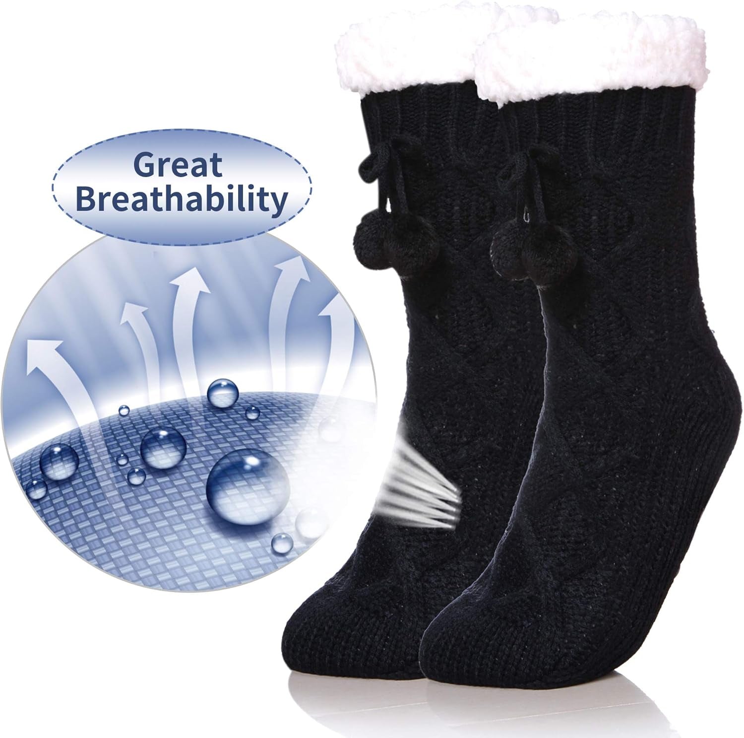 Womens Non Slip Slipper Socks Winter Warm Soft Cozy Fuzzy Fleece-Lined Grippers Home Socks