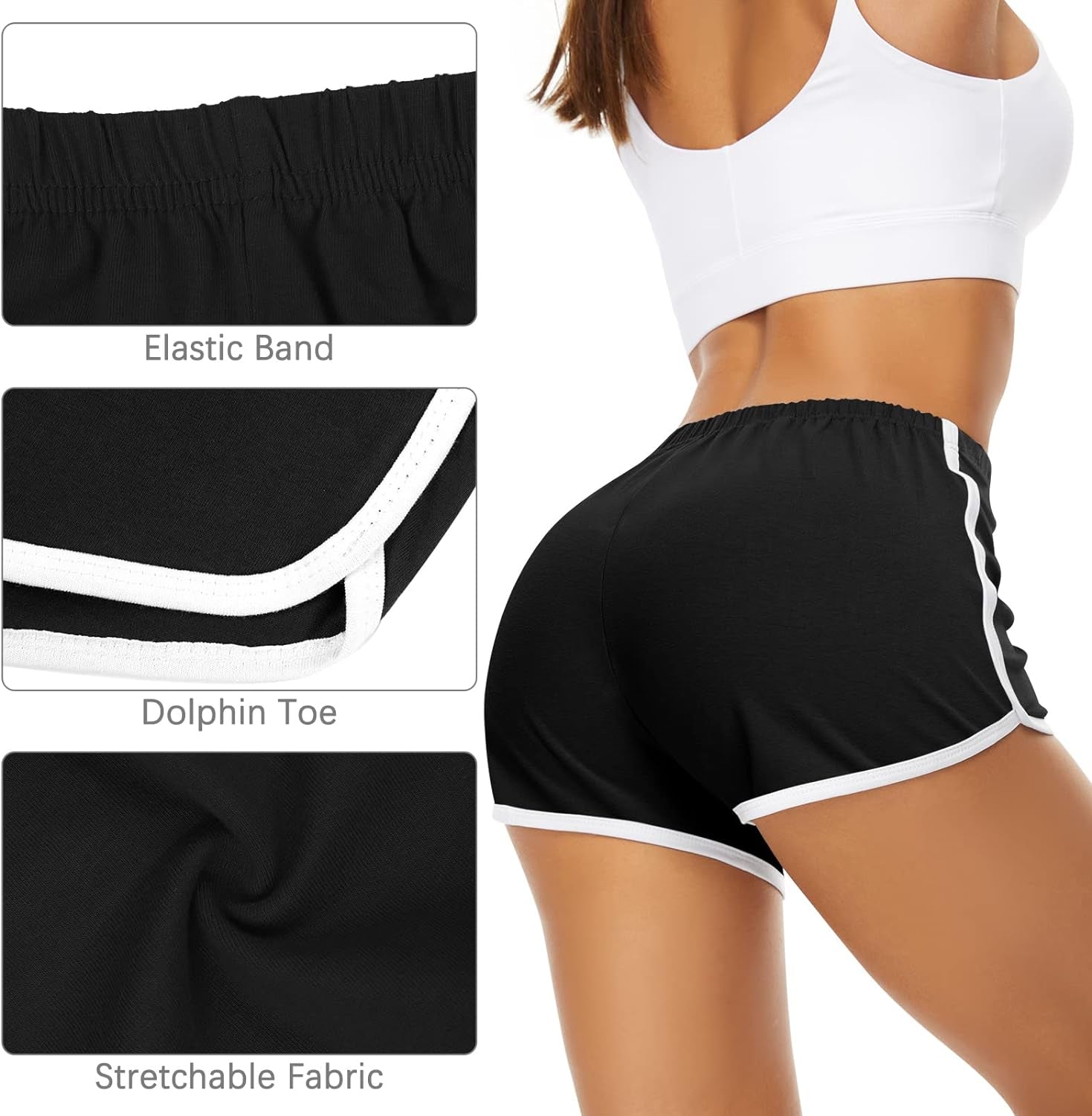 6 Piece Cotton Sports Short Yoga Pant Dance Shorts Running Shorts for Women