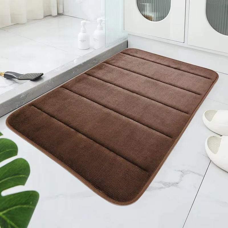 Coral Velvet Anti-Skid Bathroom Mat with Quick Water Absorption and Machine Washable Design, Soft and Comfortable Toilet Mat for Easy Use