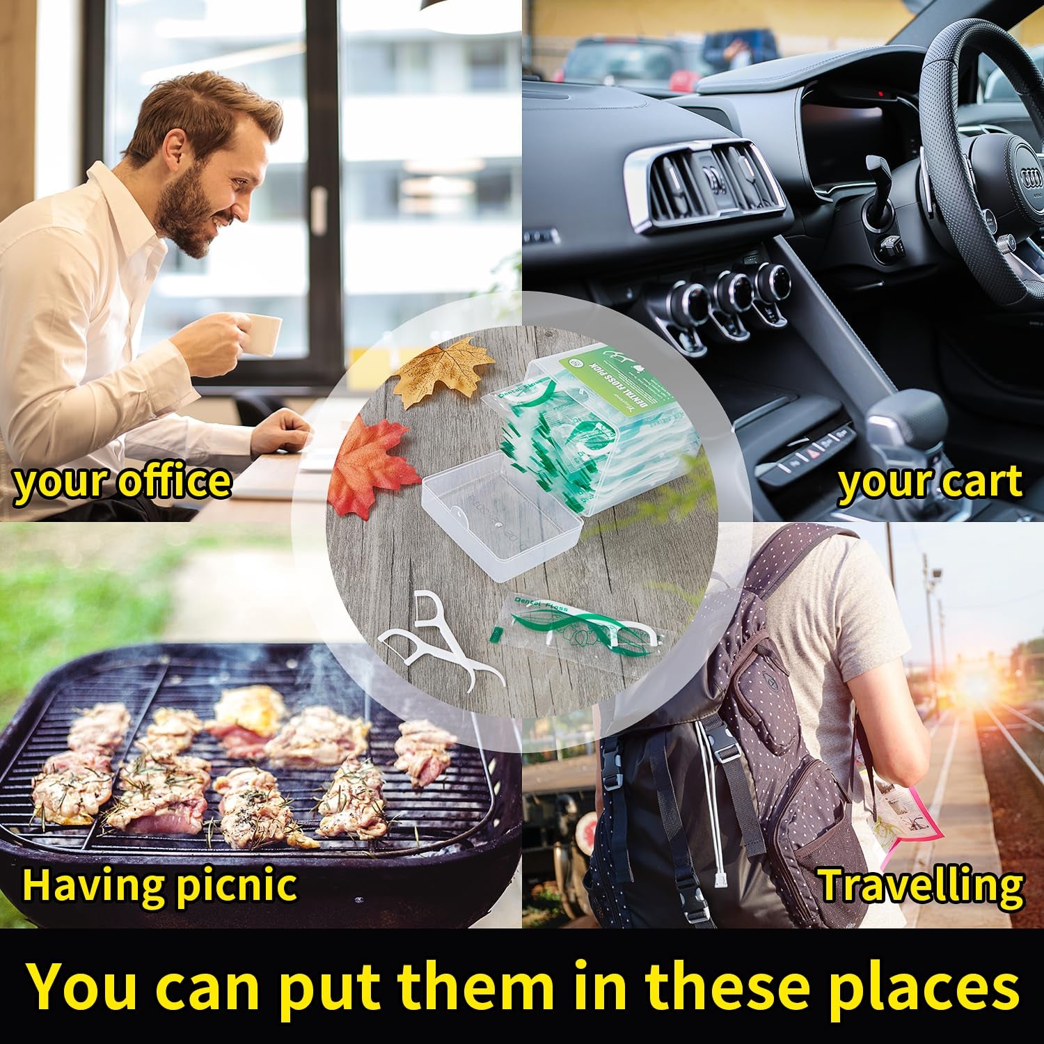 Dental Floss Picks, 2 Travel Floss Cases,100 Counts,Each Individually Wrapped, Dental Flossers,Floss Sticks,Tooth Floss,Dental Sticks,Teeth Flossers Picks, Gift 1 Mini Toothpick Box.