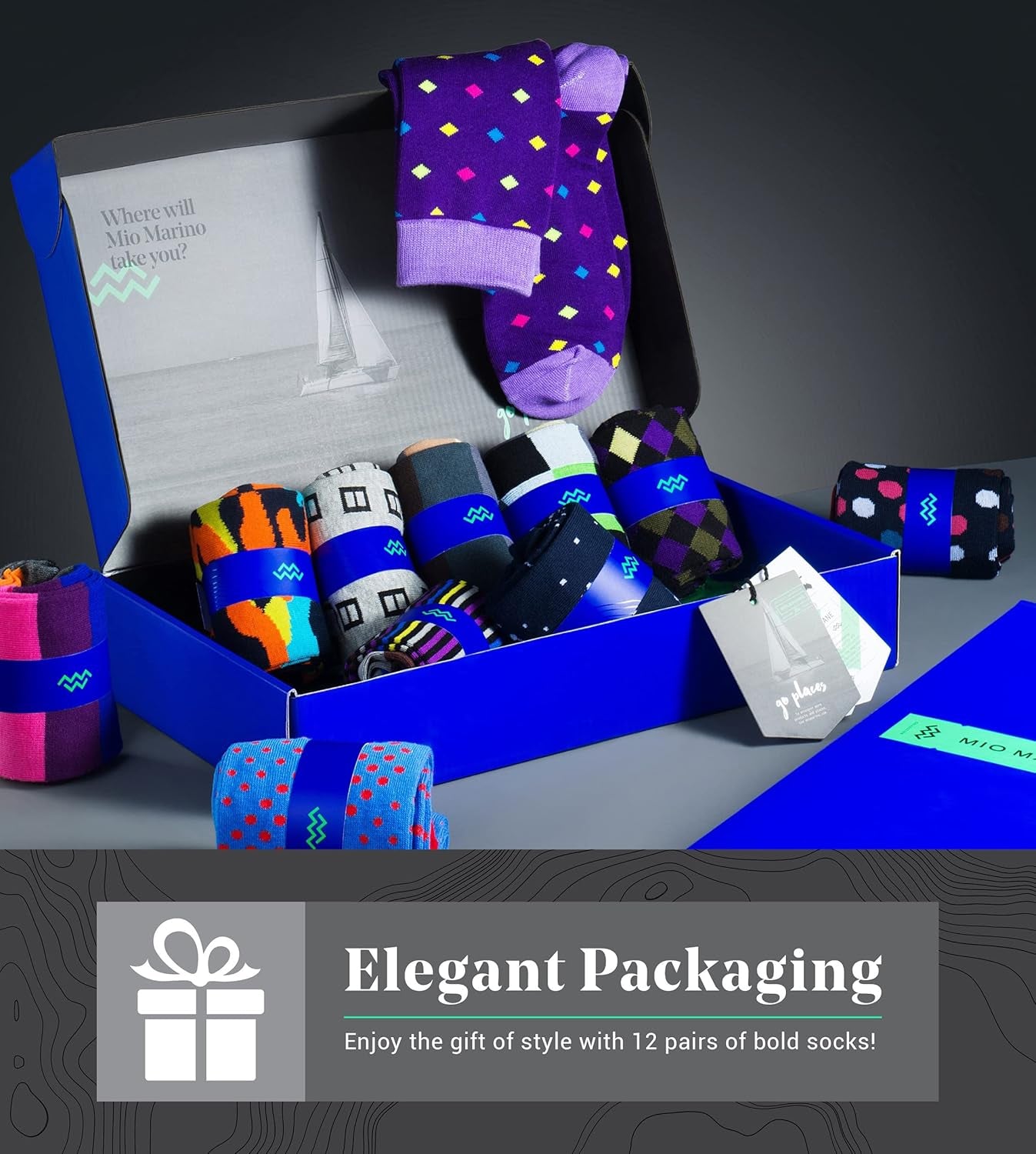 Marino Men'S Dress Socks - Colorful Funky Socks for Men - Cotton Fashion Patterned Socks - 12 Pack