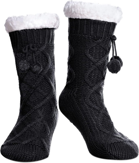 Womens Non Slip Slipper Socks Winter Warm Soft Cozy Fuzzy Fleece-Lined Grippers Home Socks