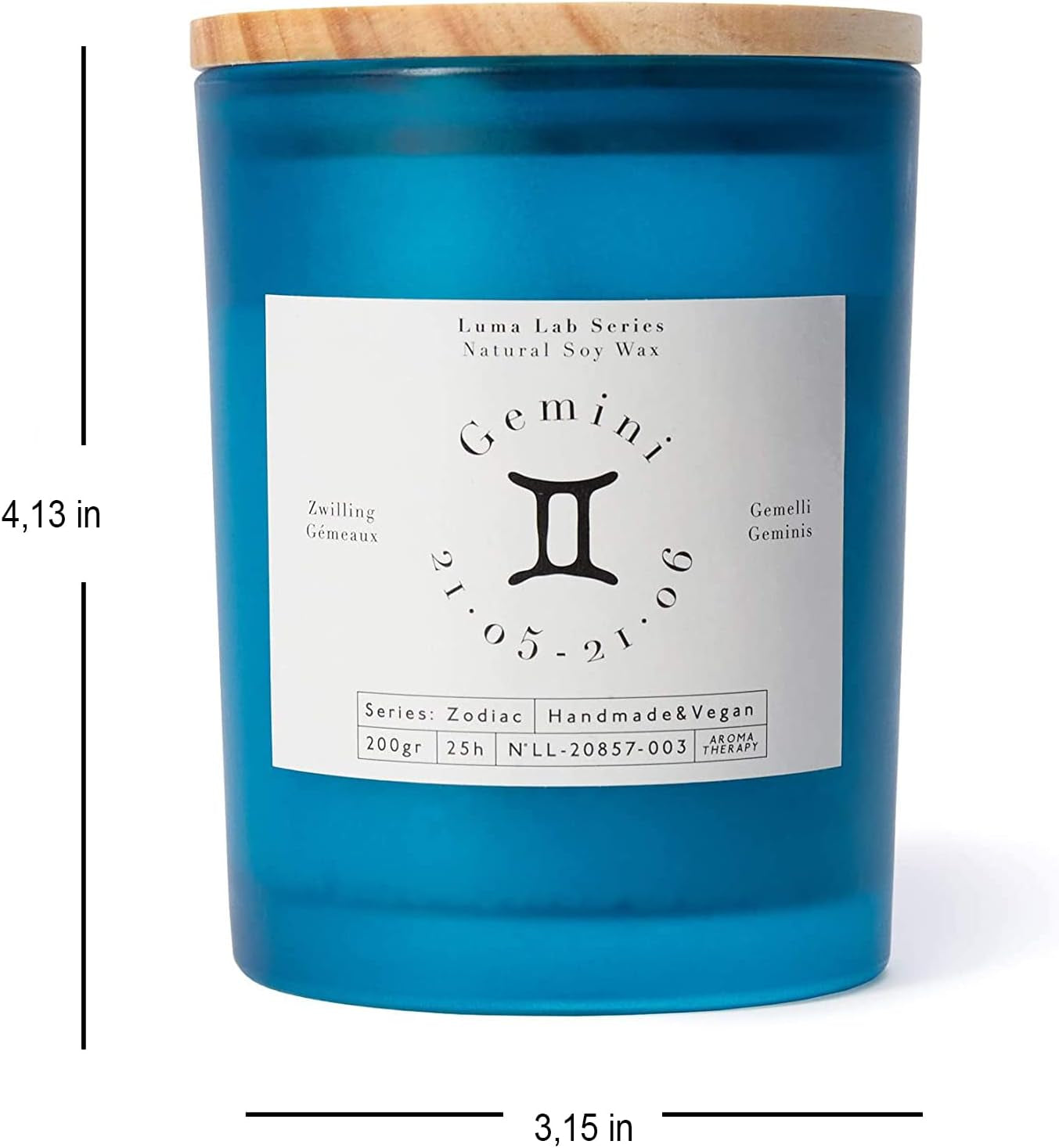 Scented Jar Candle - Star Signs - 100% Vegan Soy Wax - Burns 25 Hours - Sustainable, Vegan, Stylish Home Fragrance Zodiac Candle - Gemini - Citrus Fragrance