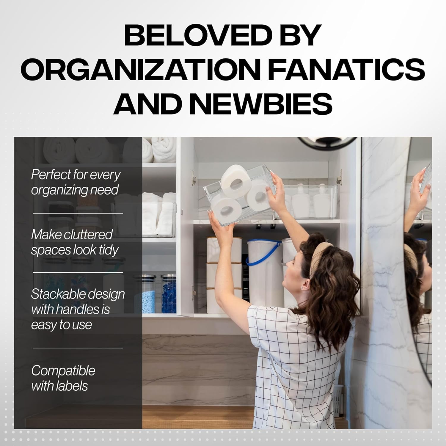 Plastic Storage Bins – Perfect Kitchen Organization or Pantry Storage – Fridge Organizer, Pantry Organization and Storage Bins, Cabinet Organizers