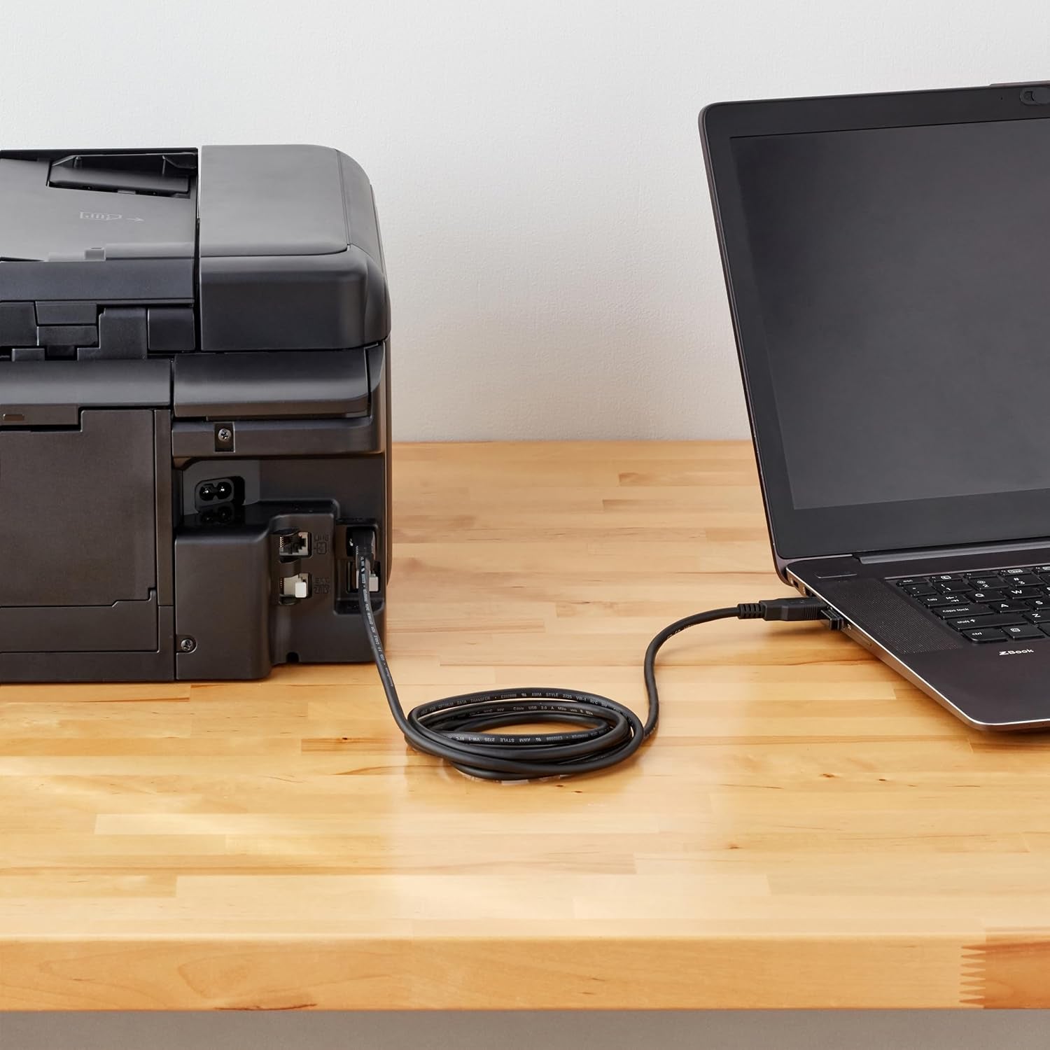 USB-A to USB-B 2.0 Cable for Printer or External Hard Drive, Computer Compatible, Gold-Plated Connectors, Black, 6 Foot