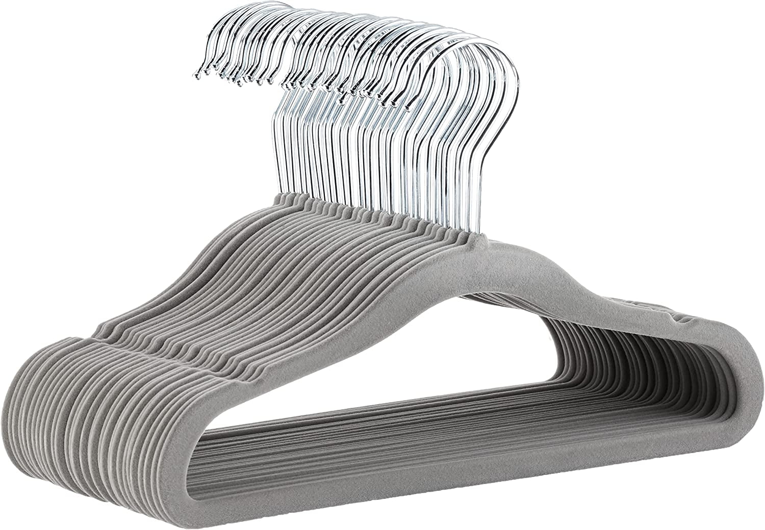 Kids Velvet, Non-Slip Clothes Hangers for Infant and Toddler, 11.6 Inches, Pack of 30, Grey