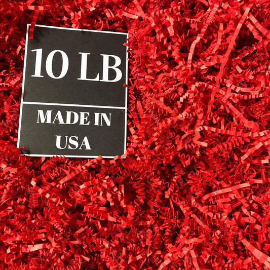 Crinkle Cut Paper Shred Filler for Packing and Filling Gift Baskets (10 LB) Red