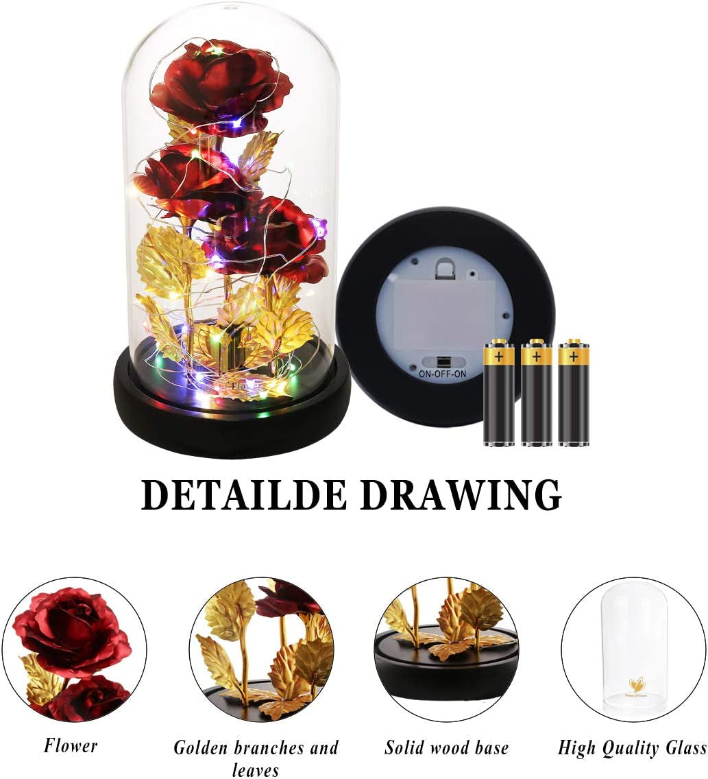 Mothers Day Flowers Gifts for Mom,Mothers'Day Gifts for Wife,Galaxy Flower Rose with 2 Lighting Mode, Colorful Gold Foil Enchanted Rose,Birthday Gifts for Women Grandma Wife Girlfriend Sister Mom