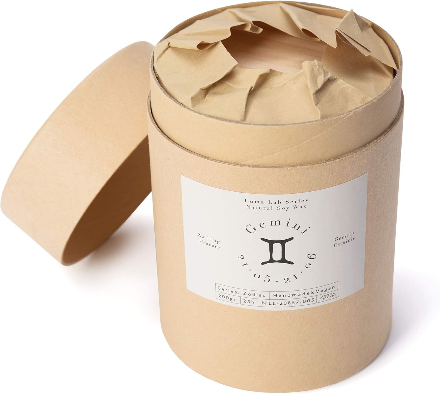 Scented Jar Candle - Star Signs - 100% Vegan Soy Wax - Burns 25 Hours - Sustainable, Vegan, Stylish Home Fragrance Zodiac Candle - Gemini - Citrus Fragrance