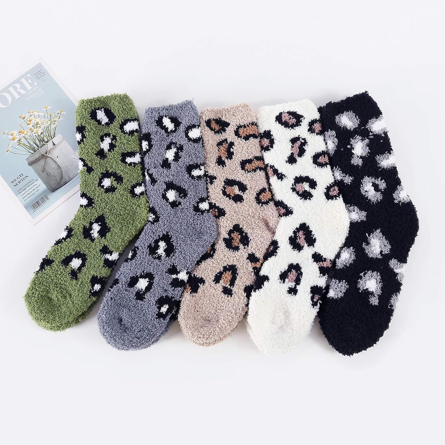 Women'S Fuzzy Slipper Socks - Warm, Fluffy, Cozy Crew Socks for Winter