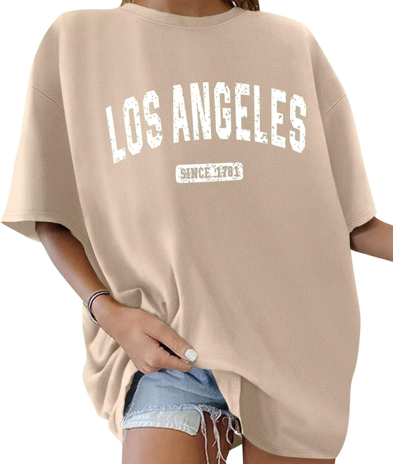 Women’S Oversized Graphic Print Short Sleeve Tunic Tops Crew Neck Casual Drop Shoulder T Shirts