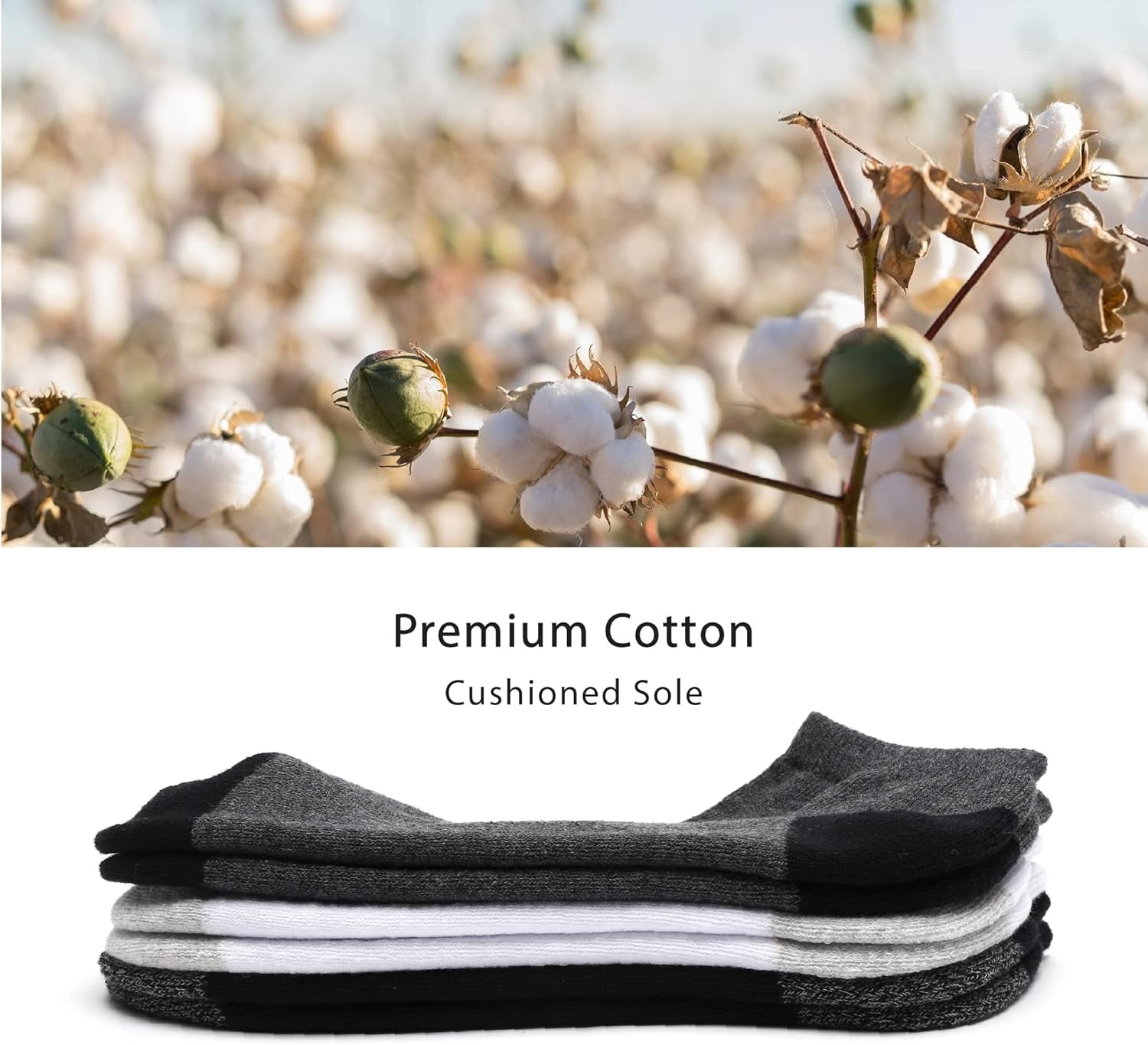 Men'S/Women'S 4-10 Pairs Cotton Cushion Low Cut Ankle Socks, Multipack