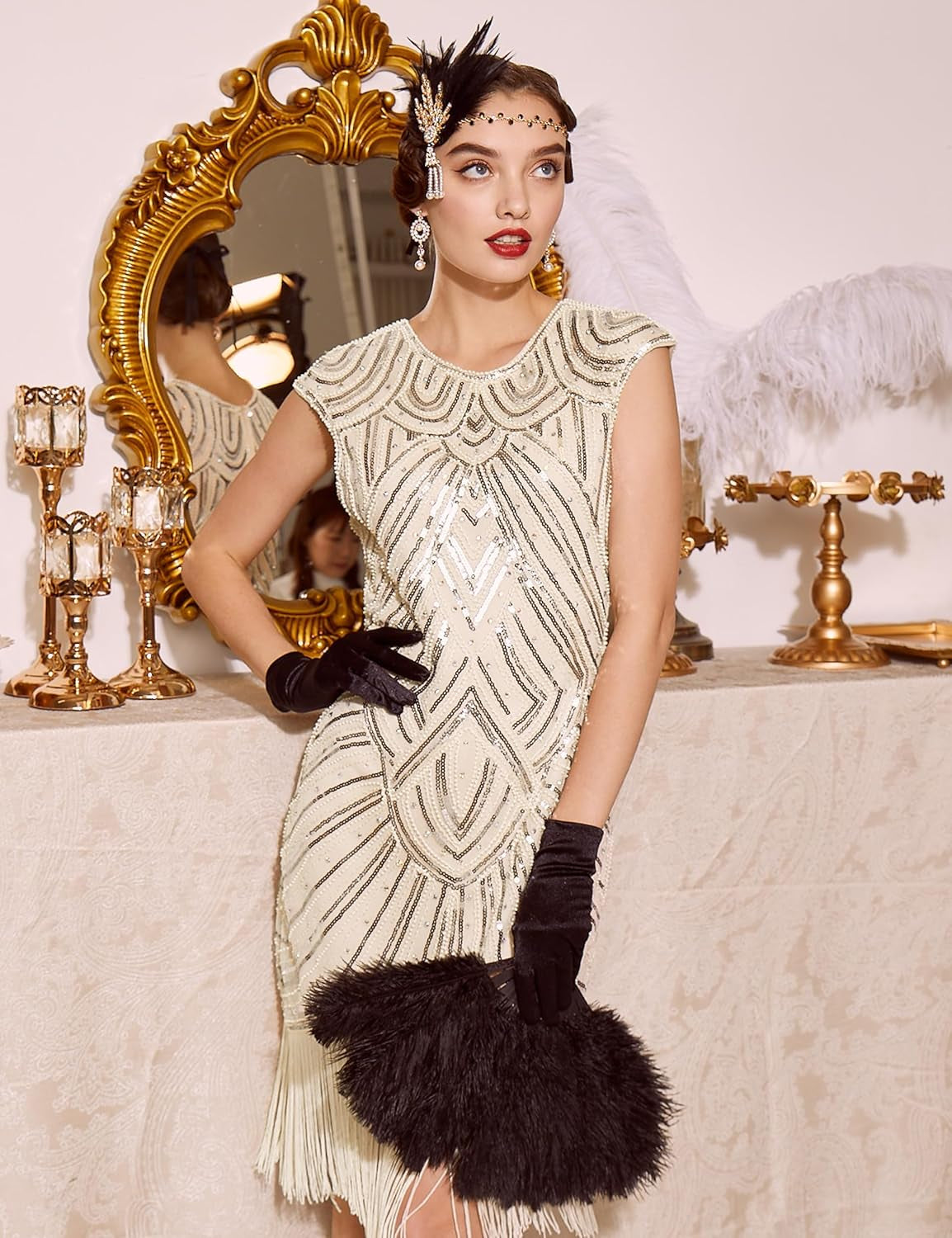 Women'S Flapper Dresses 1920S Beaded Fringed Great Gatsby Dress