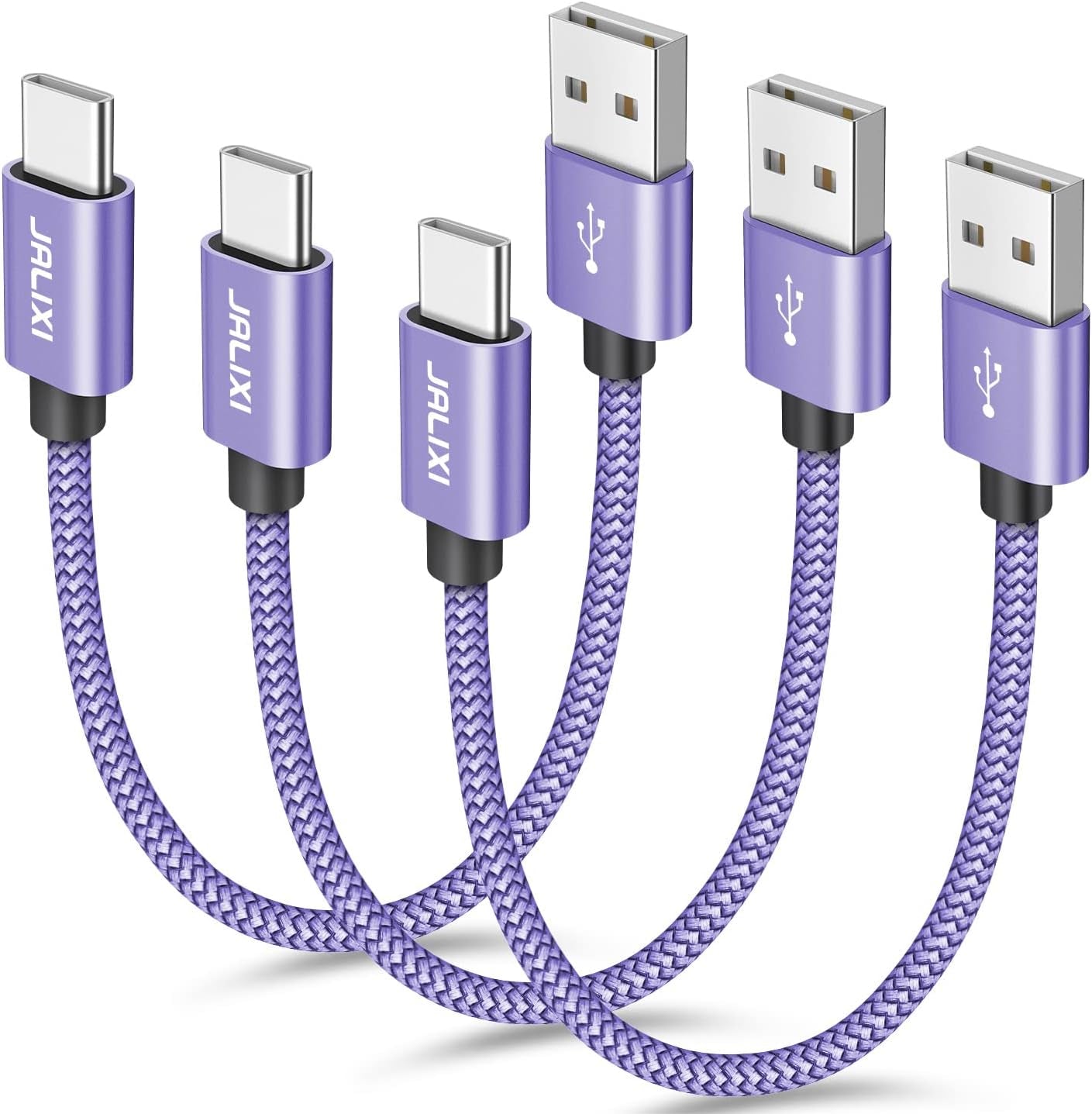 Short USB C Cable 1Ft, 1 Foot USB a to USB Type C Cable Fast Charging for Iphone 15 Pro Max, Samsung Galaxy S24 S23 S21 S20 Ultra S10, A55 A35 A25 A15, Pixel, Moto, Powerbank, Purple