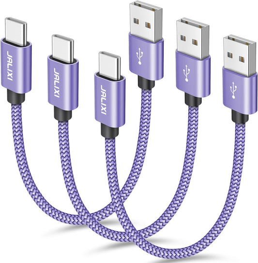 Short USB C Cable 1Ft, 1 Foot USB a to USB Type C Cable Fast Charging for Iphone 15 Pro Max, Samsung Galaxy S24 S23 S21 S20 Ultra S10, A55 A35 A25 A15, Pixel, Moto, Powerbank, Purple