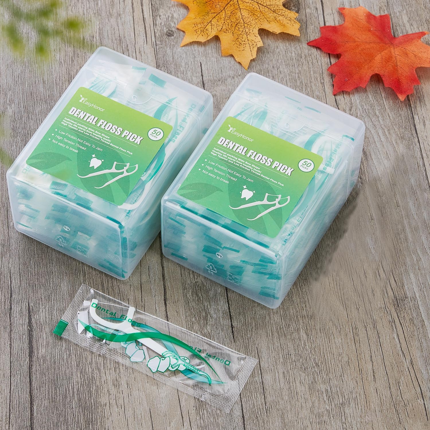 Dental Floss Picks, 2 Travel Floss Cases,100 Counts,Each Individually Wrapped, Dental Flossers,Floss Sticks,Tooth Floss,Dental Sticks,Teeth Flossers Picks, Gift 1 Mini Toothpick Box.