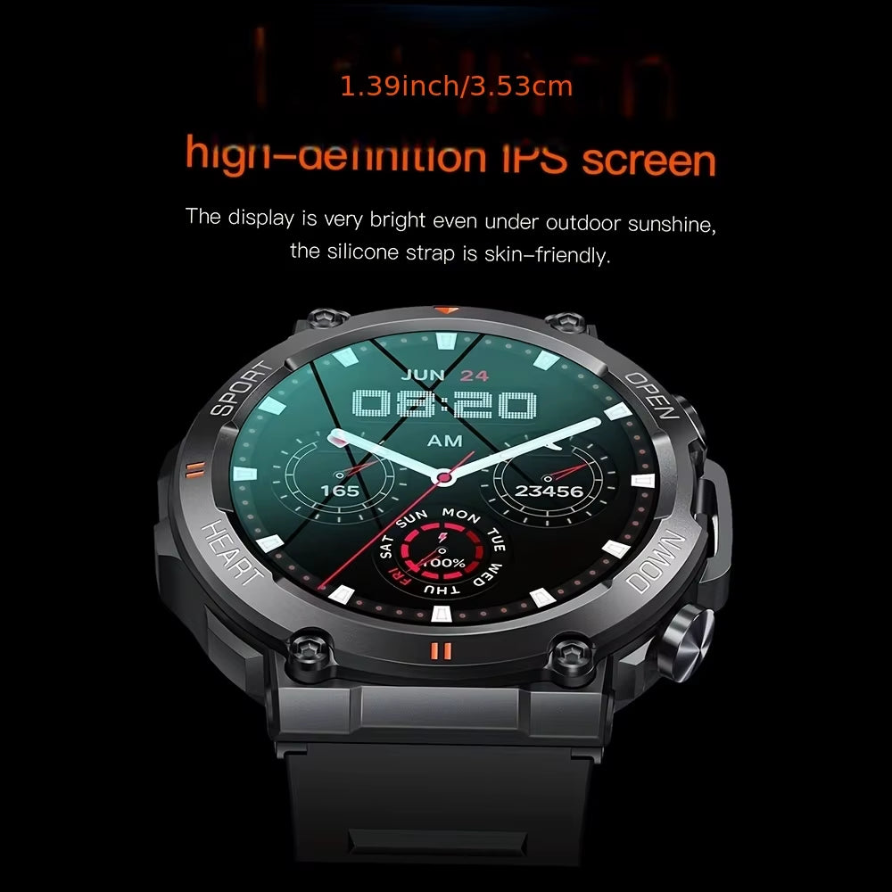 K56Pro Men's Smart Watch with Heart Rate Monitor, Bluetooth Connectivity, 400mAh Battery, 1.39-Inch HD Display, Ideal for Outdoor Sports