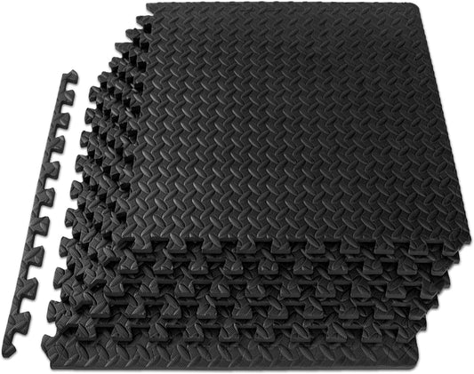 Puzzle Exercise Mat ½ In, EVA Interlocking Foam Floor Tiles for Home Gym, Mat for Home Workout Equipment, Floor Padding for Kids, Grey, 24 in X 24 in X ½ In, 144 Sq Ft - 36 Tiles