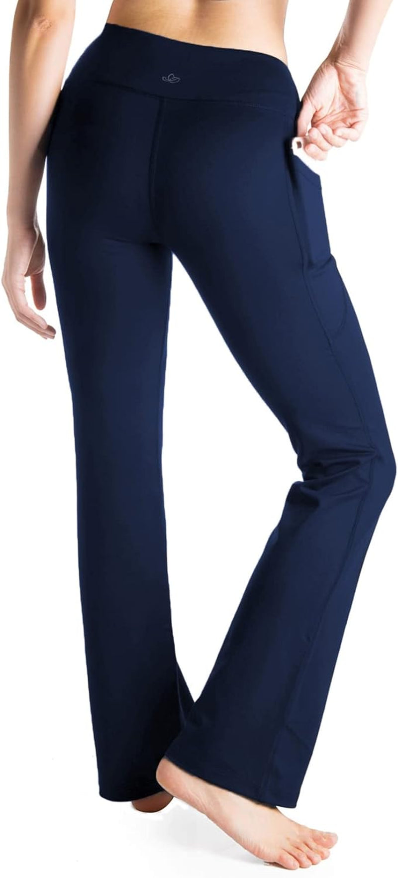 ,Side Pockets,Petite Women'S Bootcut Yoga Pants Workout Pants with Side Pockets,29",Navy Blue,Size M