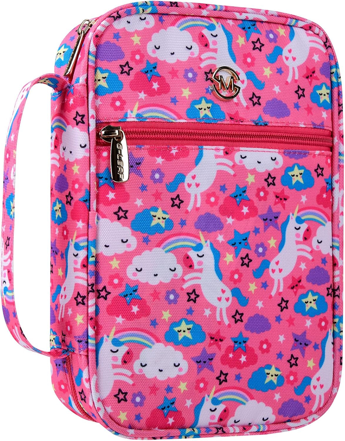 Bible Cover Case/Book Cover Floral Pattern with Handle Fits for Standard Size Bible, 9 X 6.3 X 2.4 In, Pink