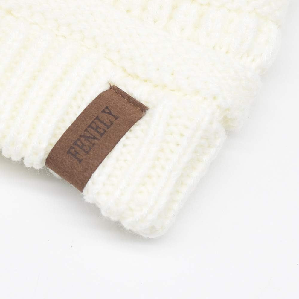 3Pcs Kids Winter Beanie Hat Scarf Gloves Set for 2-6-10-14 Years Old Boys Girls, Knit Thick Warm Fleece Lined Thermal Sets