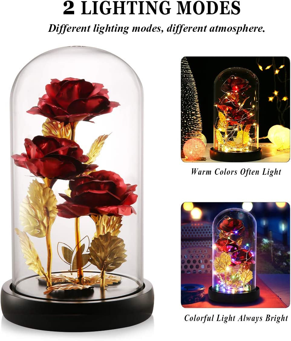 Mothers Day Flowers Gifts for Mom,Mothers'Day Gifts for Wife,Galaxy Flower Rose with 2 Lighting Mode, Colorful Gold Foil Enchanted Rose,Birthday Gifts for Women Grandma Wife Girlfriend Sister Mom