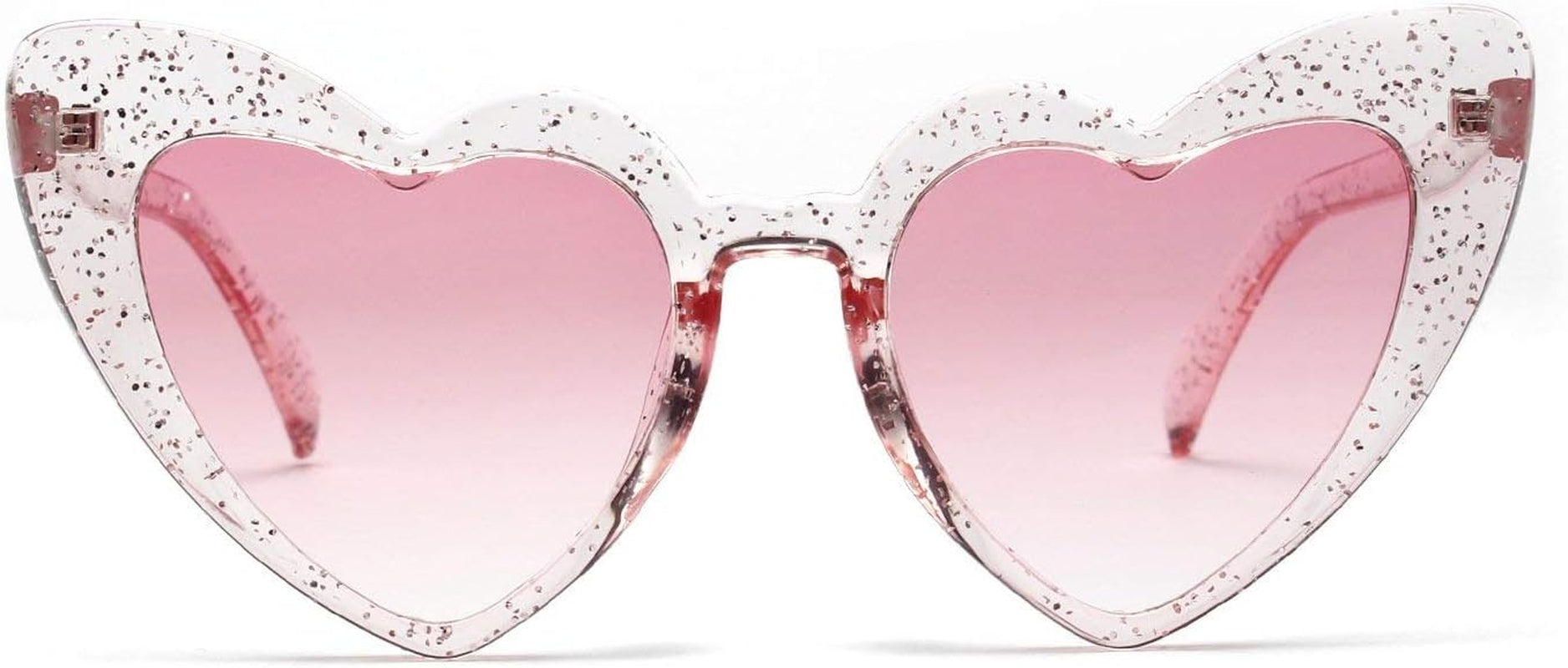 2 Pack Clout Heart Shaped Sunglasses Goggles Vintage Cat Eye Mod Style Retro Kurt Cobain Glasses (Glitter*2)