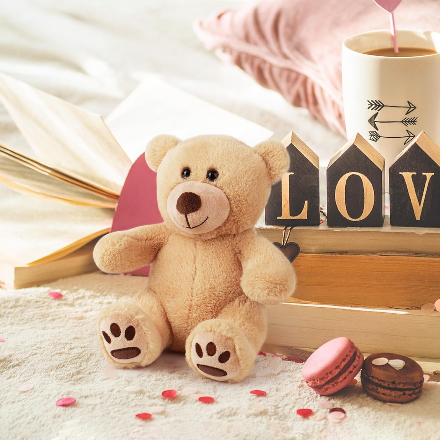 Teddy Bear Stuffed Animal, 10 Inch Brown Teddy Bear Plush Toy, Soft Plush Gifts for Kids Baby Toddlers on Baby Shower, Easter Decorations