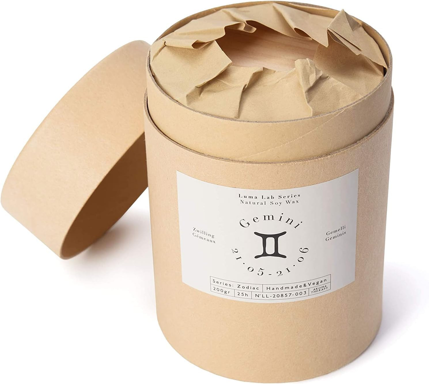 Scented Jar Candle - Star Signs - 100% Vegan Soy Wax - Burns 25 Hours - Sustainable, Vegan, Stylish Home Fragrance Zodiac Candle - Gemini - Citrus Fragrance