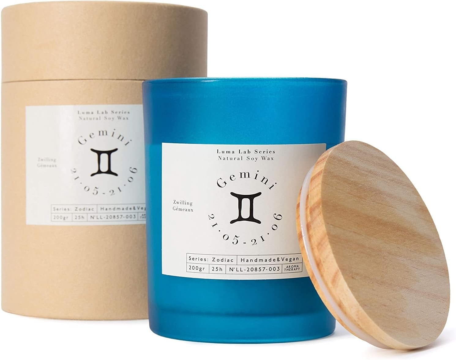 Scented Jar Candle - Star Signs - 100% Vegan Soy Wax - Burns 25 Hours - Sustainable, Vegan, Stylish Home Fragrance Zodiac Candle - Gemini - Citrus Fragrance