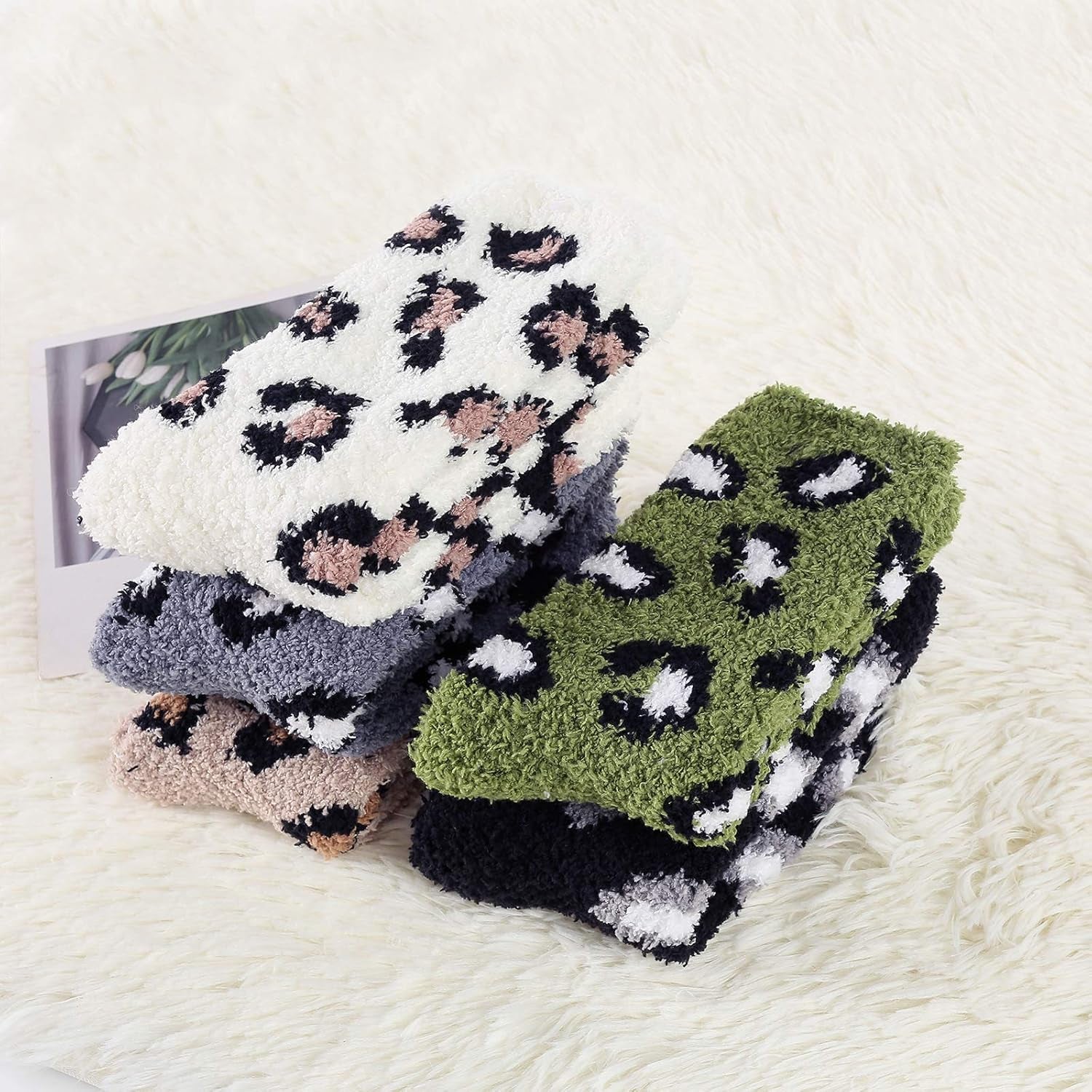 Women'S Fuzzy Slipper Socks - Warm, Fluffy, Cozy Crew Socks for Winter