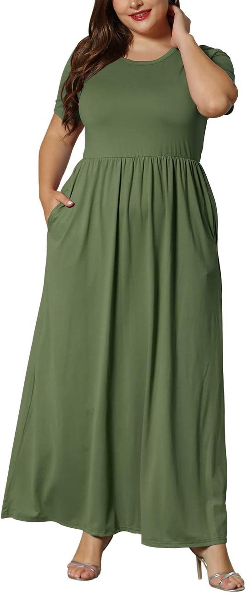Women’S plus Size Maxi Dresses for Curvy Women Summer Casual Short Sleeve 2025 Long Dress 14W-26W