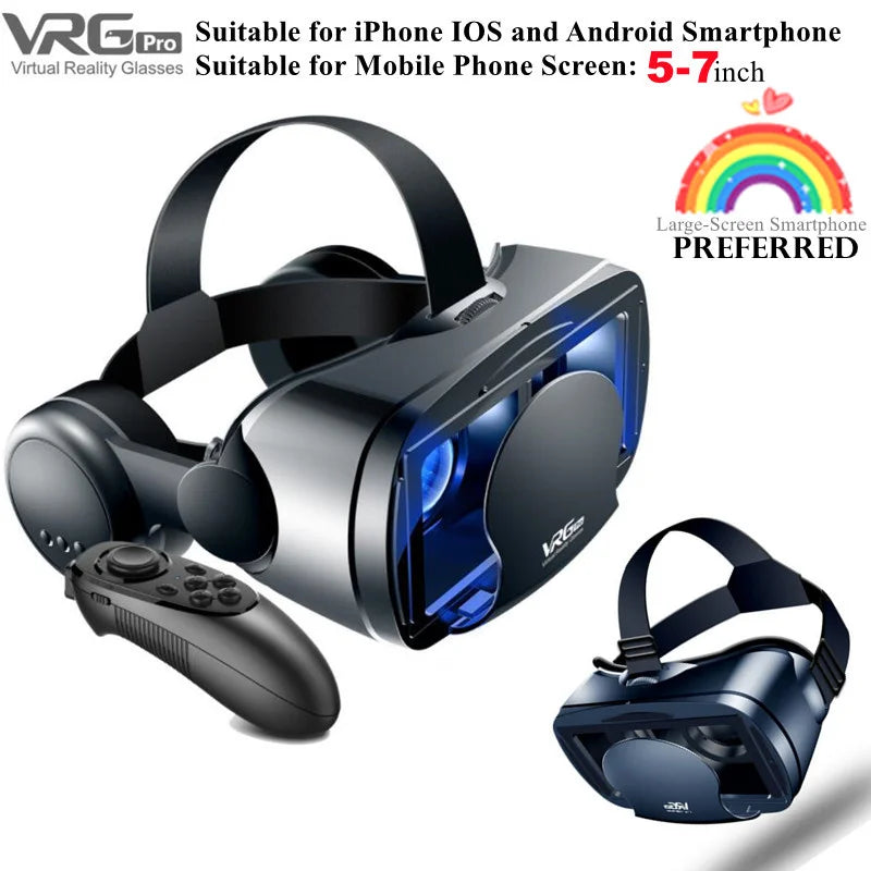 Virtual Reality VR Headset with IMAX Screen and HD 3D Technology for 5-7" Phones, Compatible with Gamepad