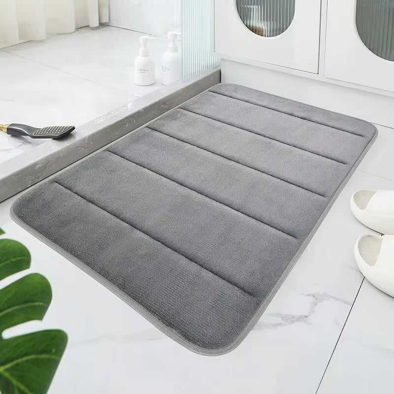 Coral Velvet Anti-Skid Bathroom Mat with Quick Water Absorption and Machine Washable Design, Soft and Comfortable Toilet Mat for Easy Use