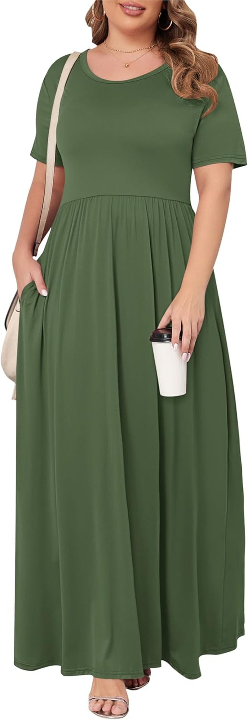 Women’S plus Size Maxi Dresses for Curvy Women Summer Casual Short Sleeve 2025 Long Dress 14W-26W