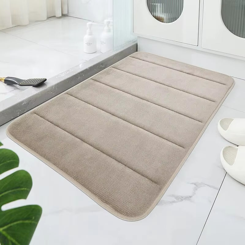 Coral Velvet Anti-Skid Bathroom Mat with Quick Water Absorption and Machine Washable Design, Soft and Comfortable Toilet Mat for Easy Use